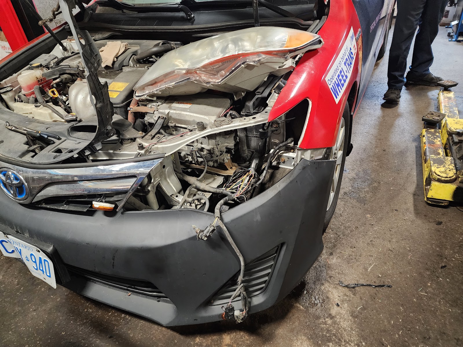 Front-end repair with the bumper removed